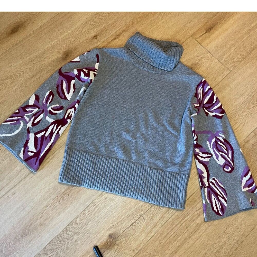 Cabi Floral Sleeve Turtleneck Sweater - Size M
